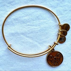 Disney Alex and Ani Gold Mickey Filigree Icon Charm Bangle Bracelet